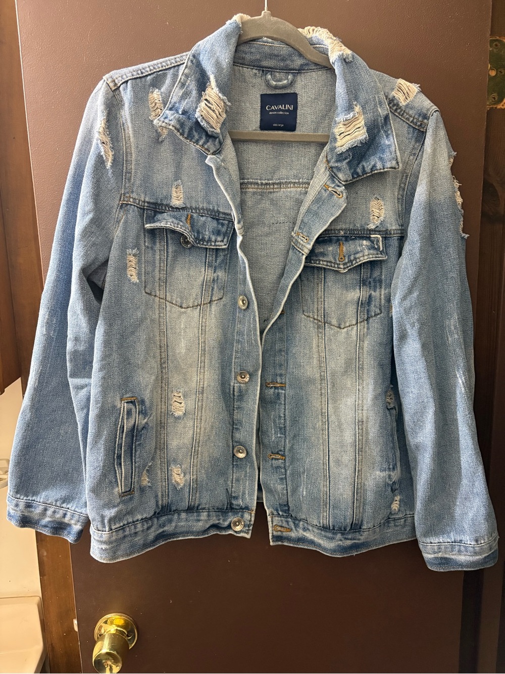 Cavalini Light Blue Distressed Denim Jacket for Women